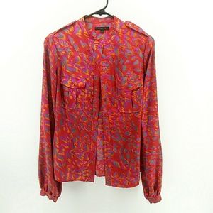 Rachel Zoe 100% Silk Multicolor Double Breasted Blouse 8